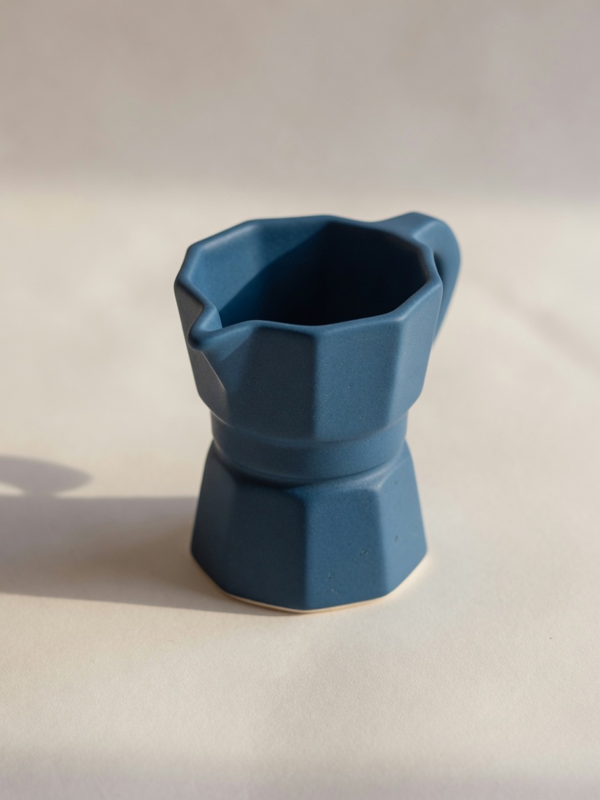 Handgegossene Moka-Tasse Oceano in tiefem Ozeanblau