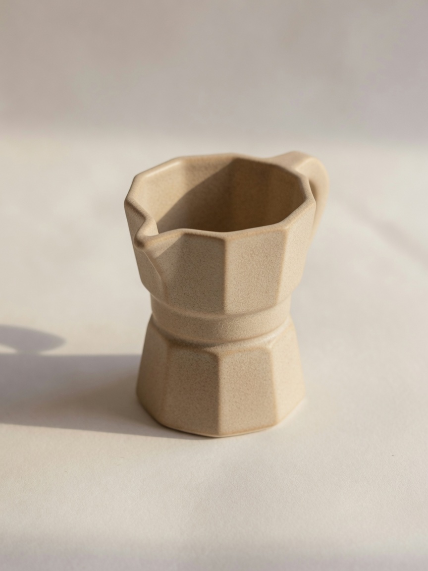 Handgegossene Moka-Tasse Sabbia in sandig-beiger Glasur