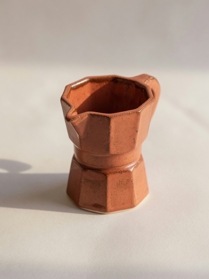 Handgegossene Moka-Tasse Terra in matter Terrakotta-Glasur